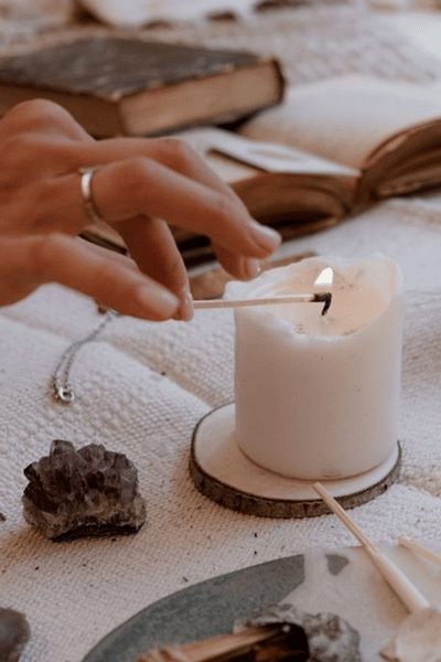 journal and candle