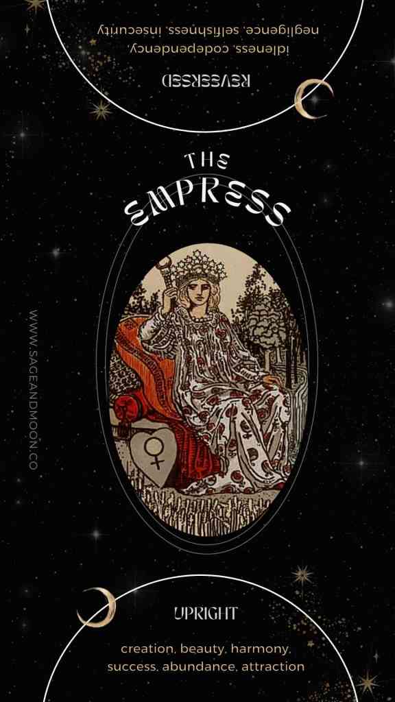 the empress tarot card upright and reversed keywords