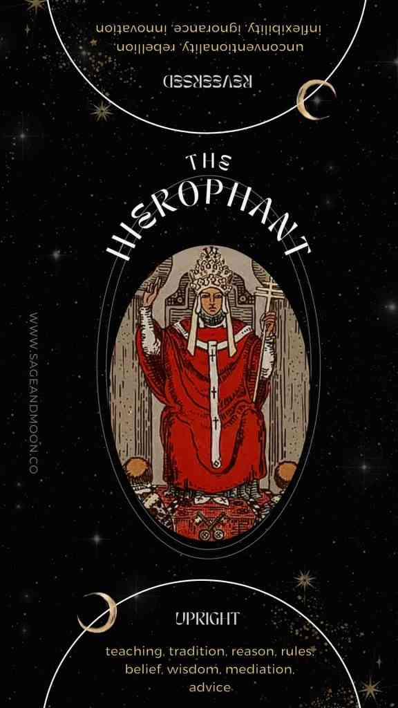 the hierophant tarot card upright and reversed keywords